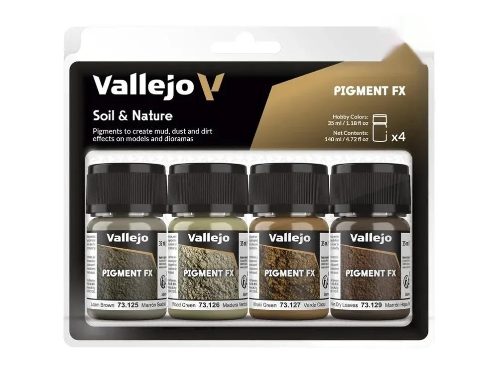 Sada pigmentů Vallejo Pigment FX 73188 Soil & Nature, 4 pigmenty pro weathering