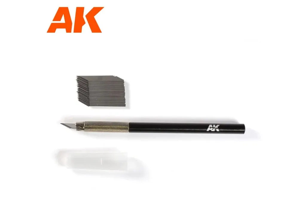 Modelářský nůž AK Interactive AK9011 Tools Cutter s kovovým tělem a sadou náhradních čepelí