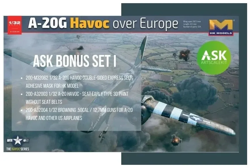 Krabice stavebnice HK Models 1/32 Douglas A-20G Havoc ASK Bonus Set I