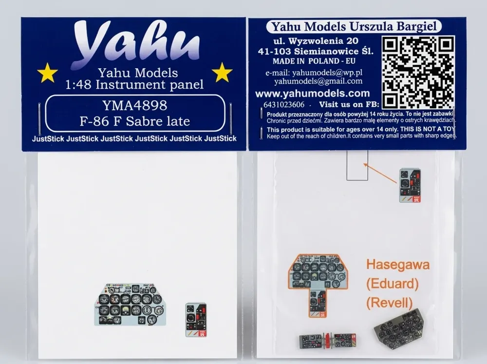 Barevný fotolept Yahu Models YMA4898 – přístrojová deska F-86F Sabre Late 1/48