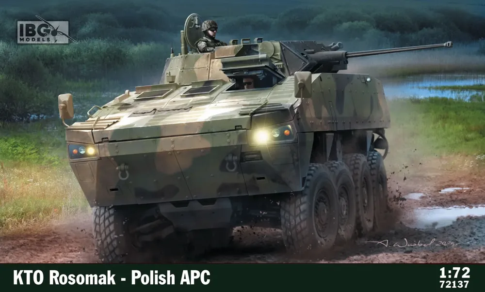 Krabice stavebnice IBG Models 72137 KTO Rosomak, polský obrněný transportér 8x8 v měřítku 1/72