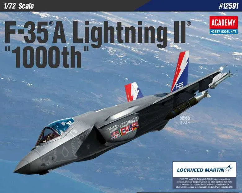 Krabice stavebnice Academy 12591 F-35A Lightning II „1000th" v měřítku 1/72