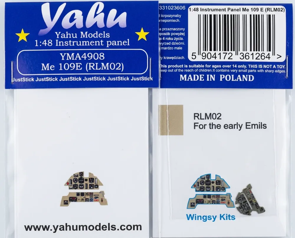 Barevná fotoleptaná přístrojová deska Yahu Models YMA4908 pro Me-109E v měřítku 1/48