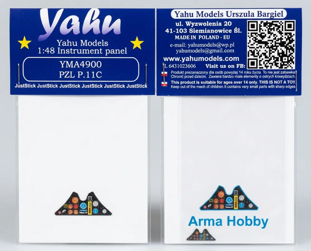 Barevná fotoleptaná přístrojová deska Yahu Models YMA4900 PZL P.11 C v měřítku 1/48