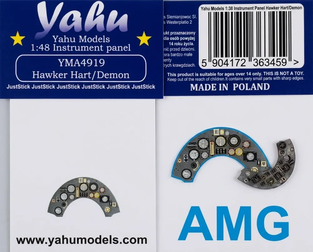 Barevná fotoleptaná přístrojová deska Yahu Models YMA4919 Hawker Hart/Demon 1/48