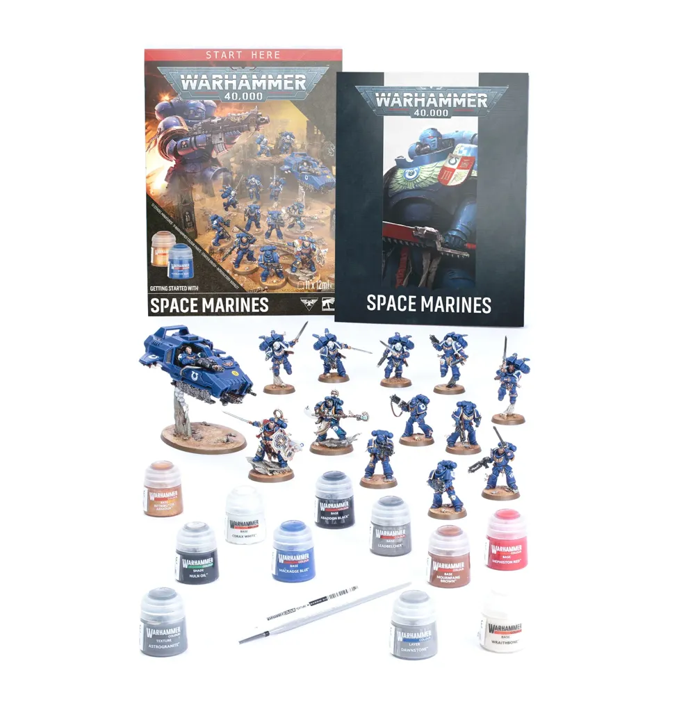 Startovací sada Warhammer 40,000 Getting Started with Space Marines s miniaturami a barvami Citadel