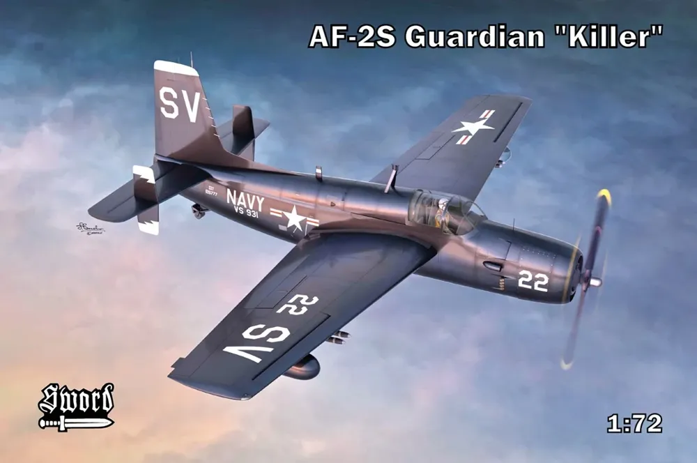 Krabice stavebnice Sword 1/72 AF-2S Guardian „Killer", palubní letoun US Navy