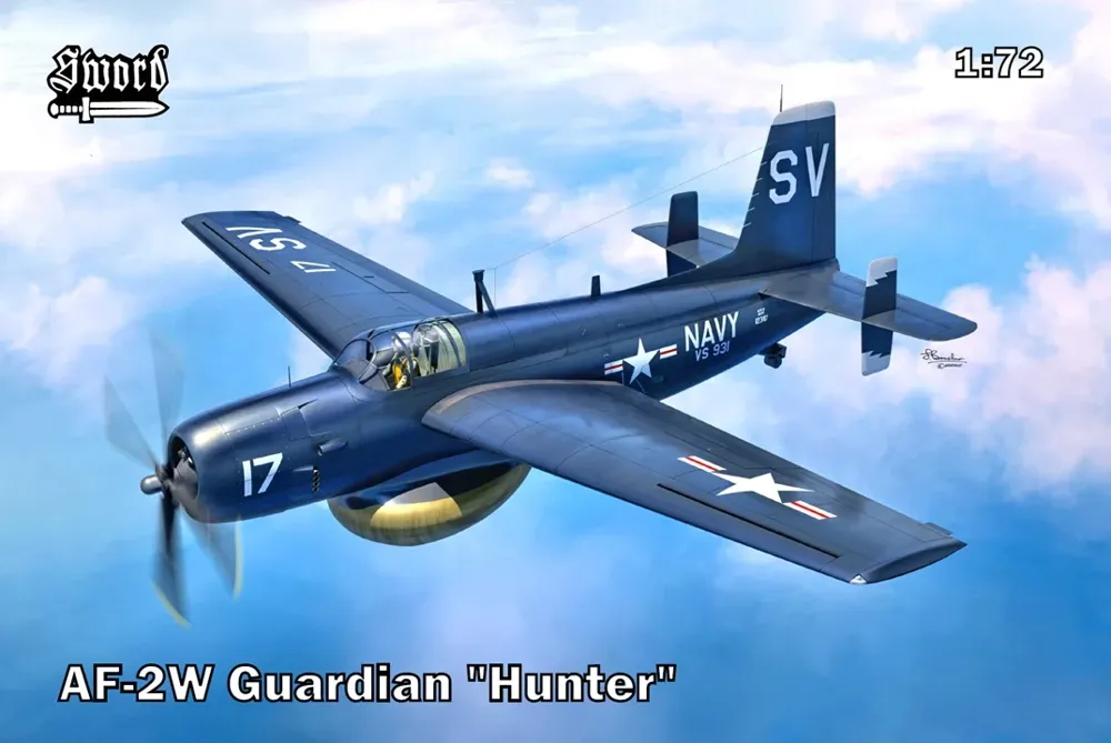 Krabice stavebnice Sword SW72162 AF-2W Guardian „Hunter" v měřítku 1/72