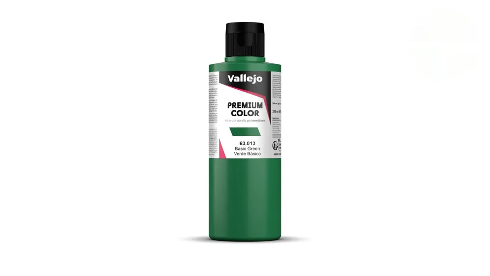 Lahvička barvy Vallejo Premium Color 63013 základní zelená krycí, 200 ml
