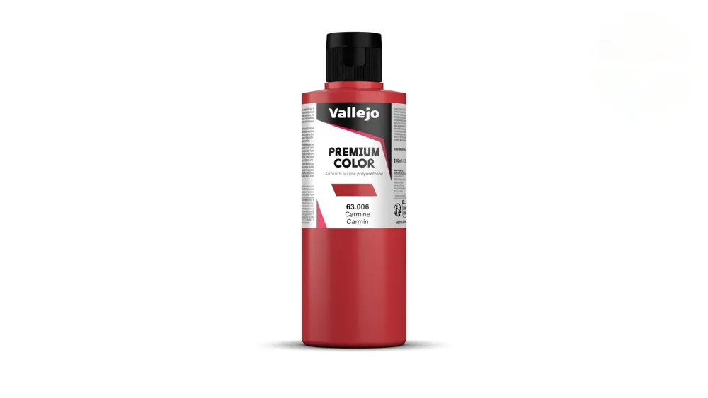 Lahvička barvy Vallejo Premium Color 63006 karmínová krycí Carmíne Opaque 200 ml