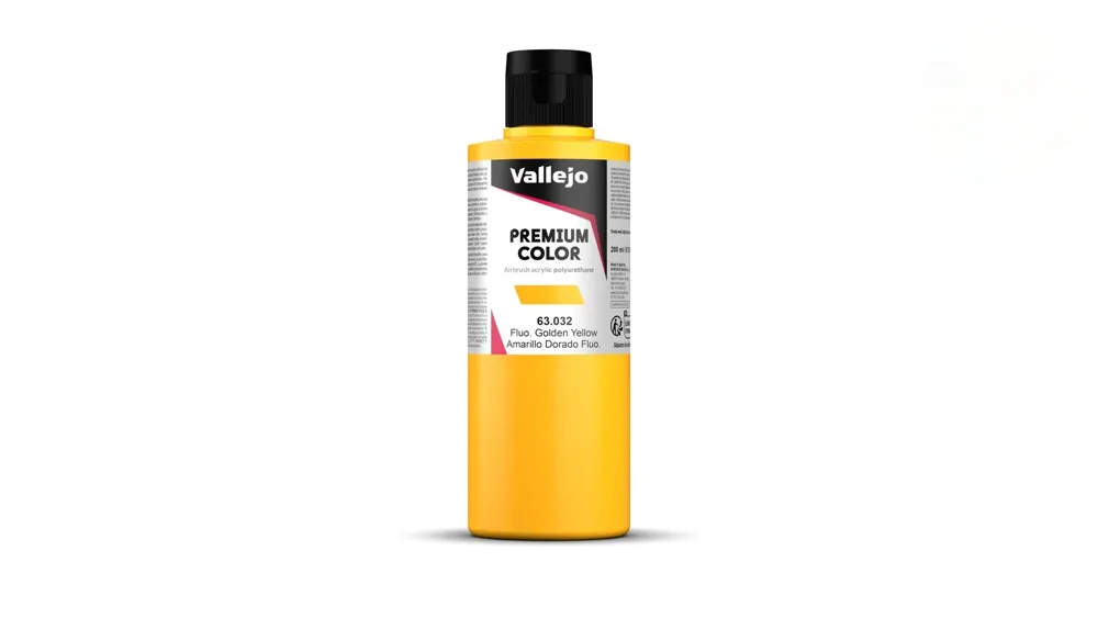Lahvička barvy Vallejo Premium Color 63032 fluorescenční žlutá Gondel Yellow Fluo, 200 ml