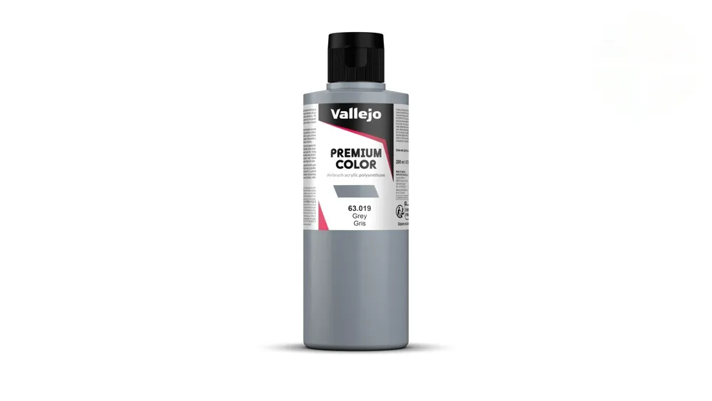 Lahvička barvy Vallejo Premium Color 63019 šedá krycí (Grey Opaque) 200 ml