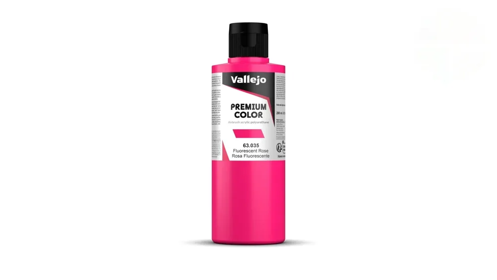 Lahvička barvy Vallejo Premium Color 63035 fluorescenční růžová Rose Fluo 200 ml