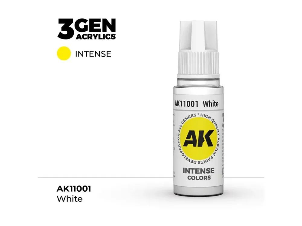 Lahvička akrylové barvy AK Interactive 3GEN AK11001 bílá, 17 ml