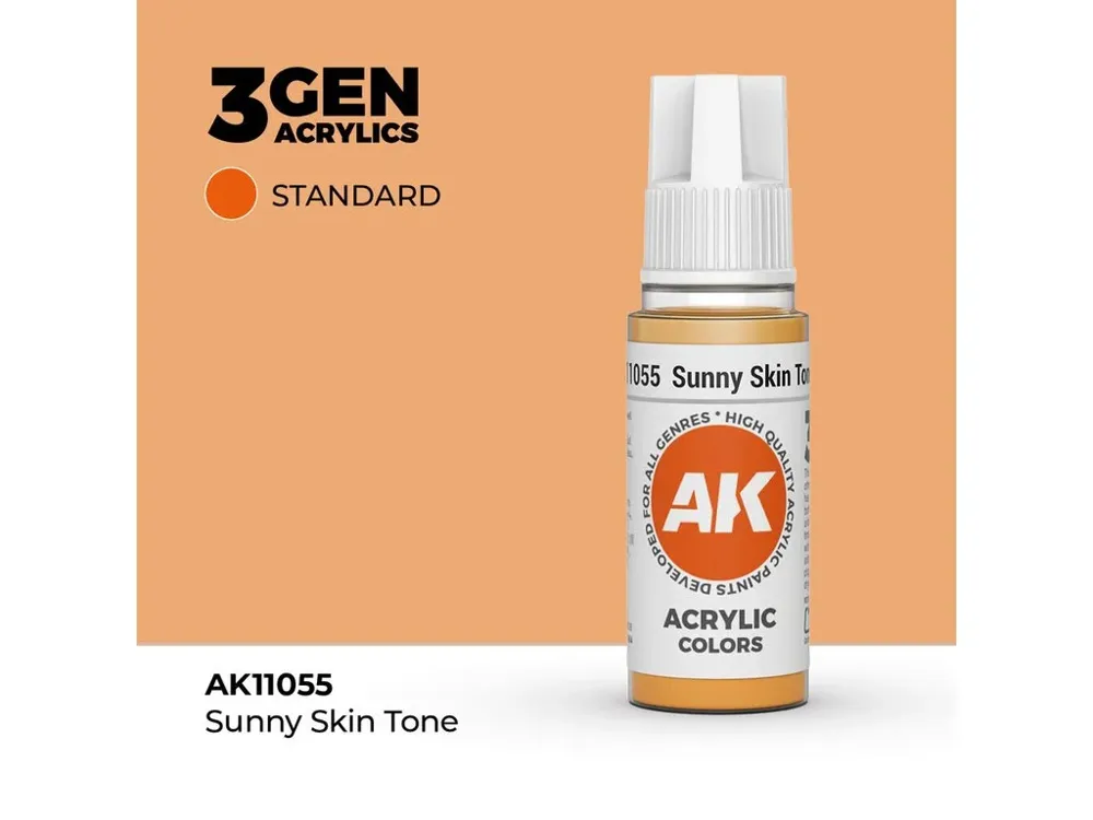 Lahvička akrylové barvy AK Acrylics 3GEN AK11055 slunečný pleťový odstín 17 ml