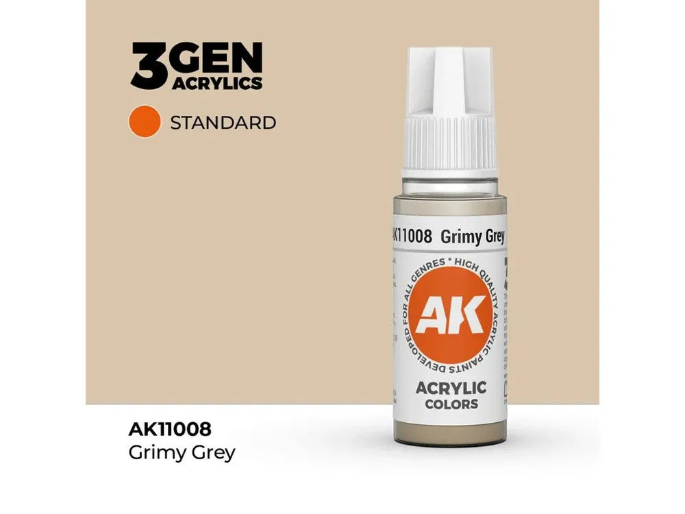 Lahvička akrylové barvy AK Acrylics 3GEN AK11008 zašpiněná šedá Grimy Grey 17 ml