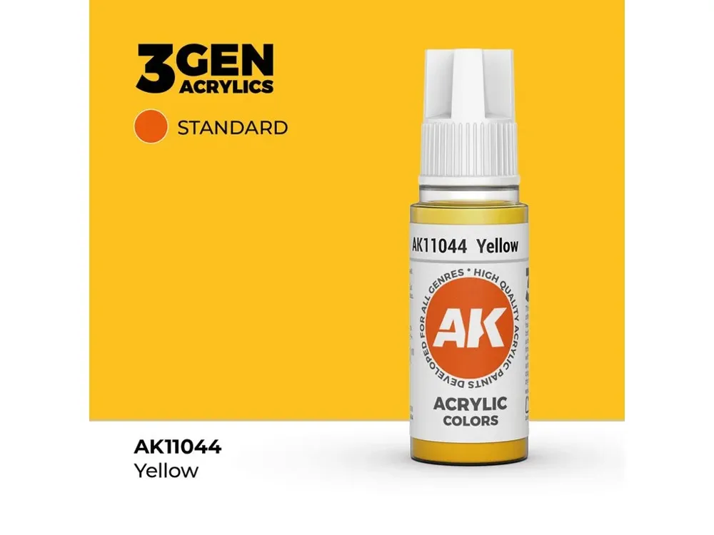 Lahvička akrylové barvy AK Interactive 3GEN AK11044 žlutá 17 ml
