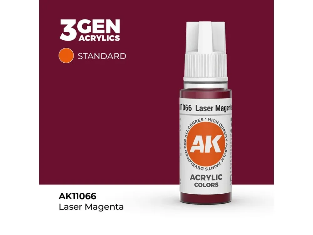 Lahvička akrylové barvy AK Acrylics 3GEN AK11066 Laser Magenta 17 ml