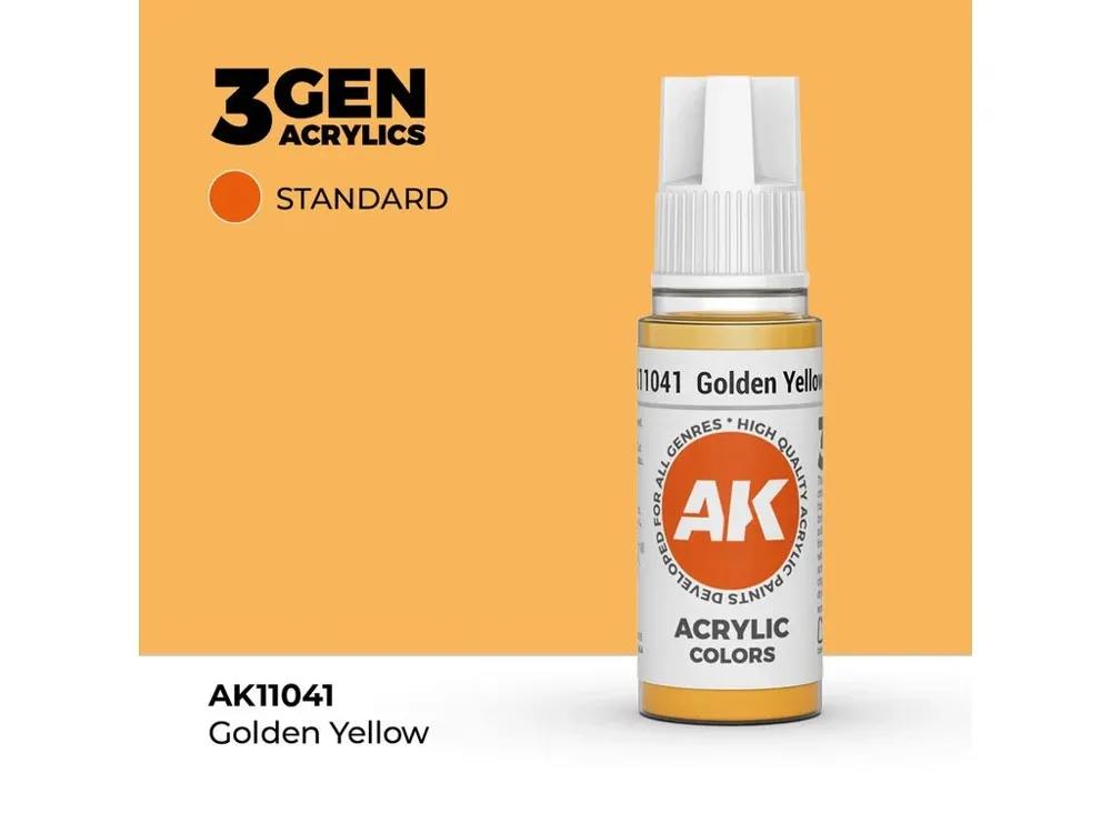 Lahvička akrylové barvy AK Acrylics 3GEN AK11041 zlatožlutá Golden Yellow 17 ml