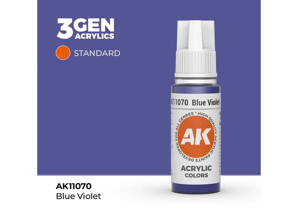 Lahvička akrylové barvy AK Interactive 3GEN AK11070 modrofialová Blue Violet 17 ml