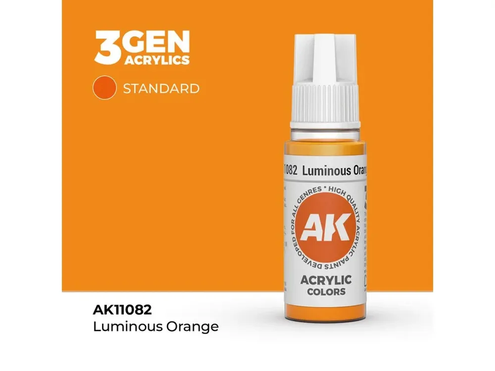 Lahvička akrylové barvy AK Acrylics 3GEN AK11082 svítivá oranžová 17 ml
