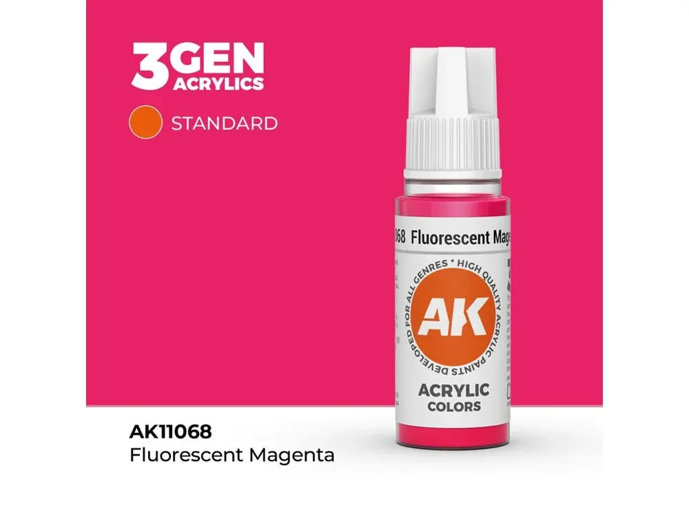 Lahvička akrylové barvy AK Interactive 3GEN AK11068 fluorescenční purpurová 17 ml