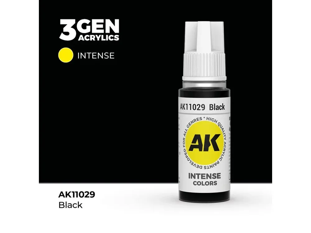 Lahvička akrylové barvy AK Interactive 3GEN AK11029 černá matná 17 ml