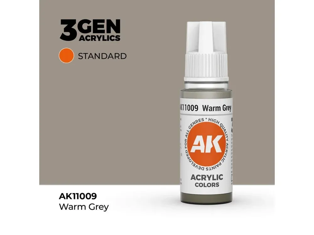 Lahvička akrylové barvy AK Interactive 3GEN AK11009 teplá šedá Warm Grey 17 ml