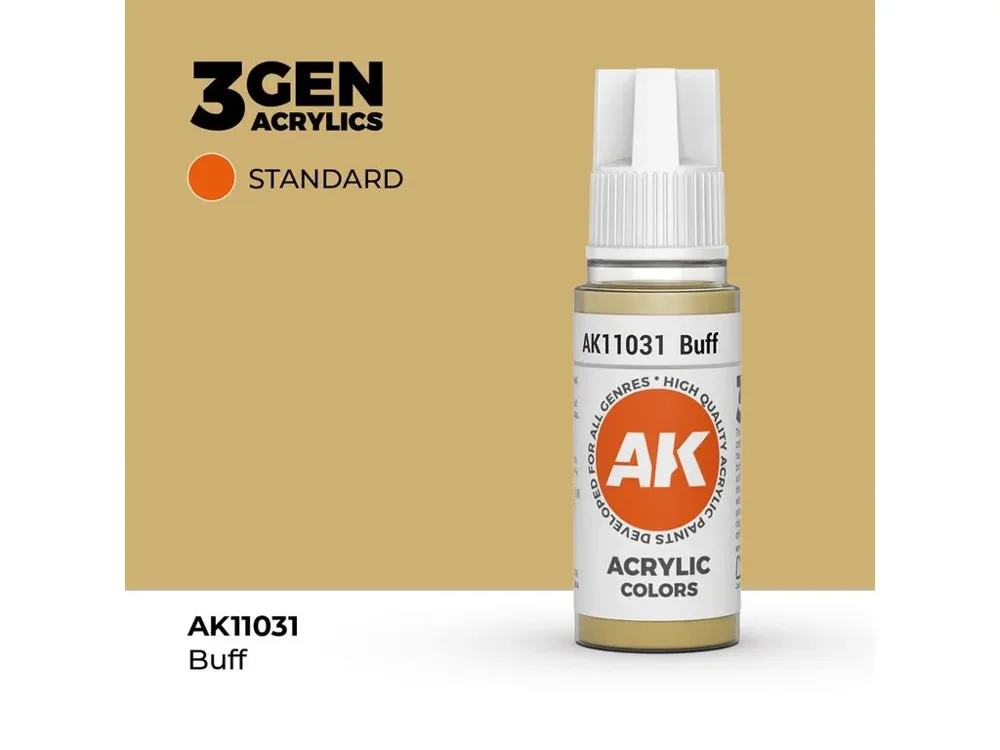 Lahvička akrylové barvy AK Acrylics 3GEN AK11031 Buff pískově béžová 17 ml