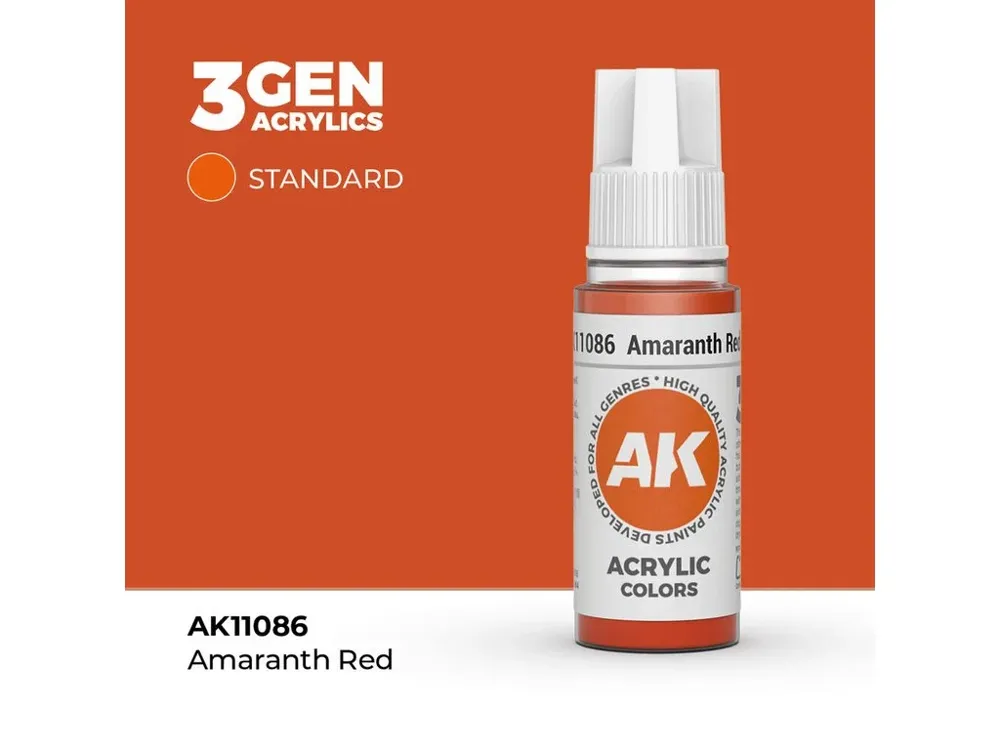 Lahvička akrylové barvy AK Interactive 3GEN AK11086 amarantová červená 17 ml