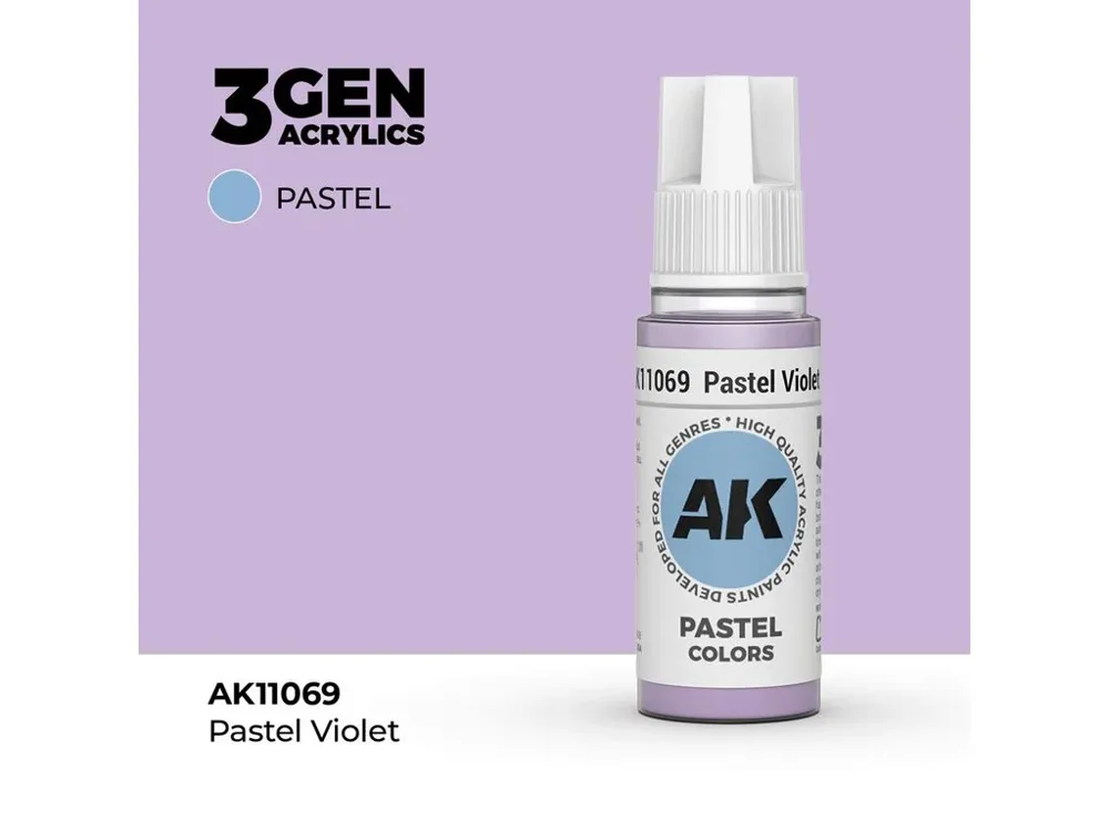 Lahvička akrylové barvy AK Acrylics 3GEN AK11069 pastelová fialová 17 ml