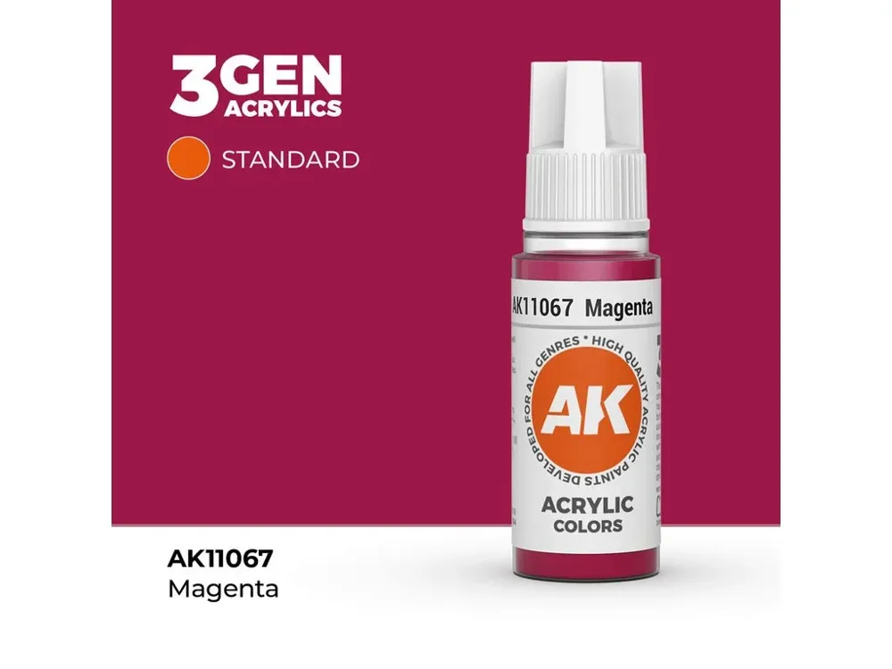 Lahvička akrylové barvy AK Interactive 3GEN AK11067 purpurová Magenta 17 ml