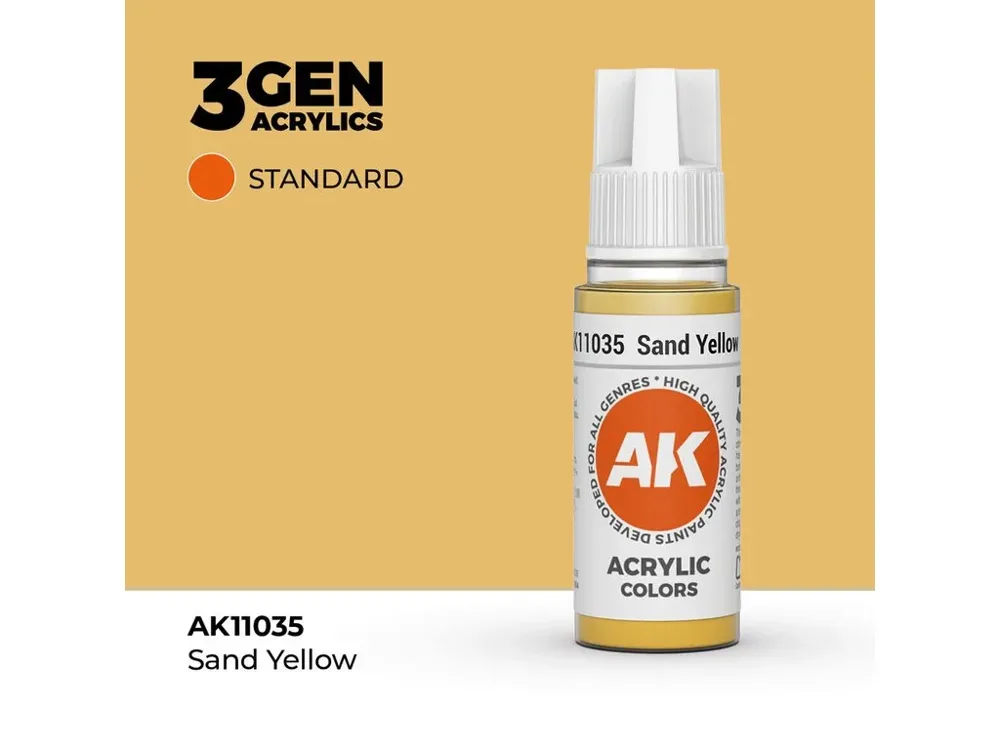 Lahvička akrylové barvy AK Interactive 3GEN AK11035 pískově žlutá Sand Yellow 17 ml