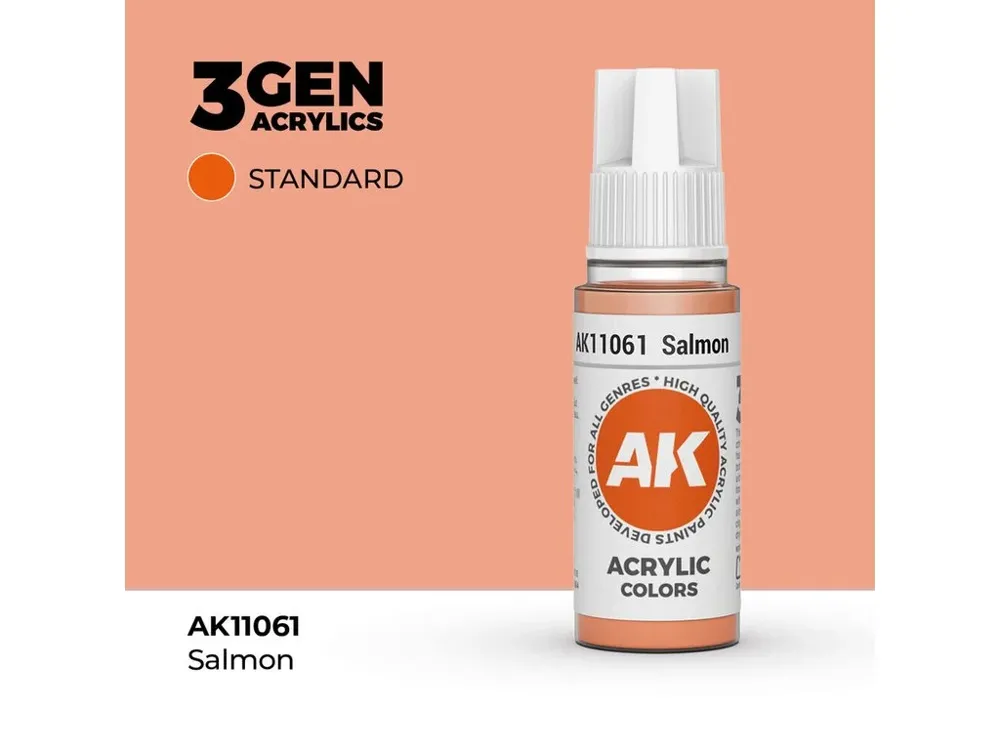 Lahvička akrylové barvy AK Interactive 3GEN AK11061 lososová (Salmon) 17 ml