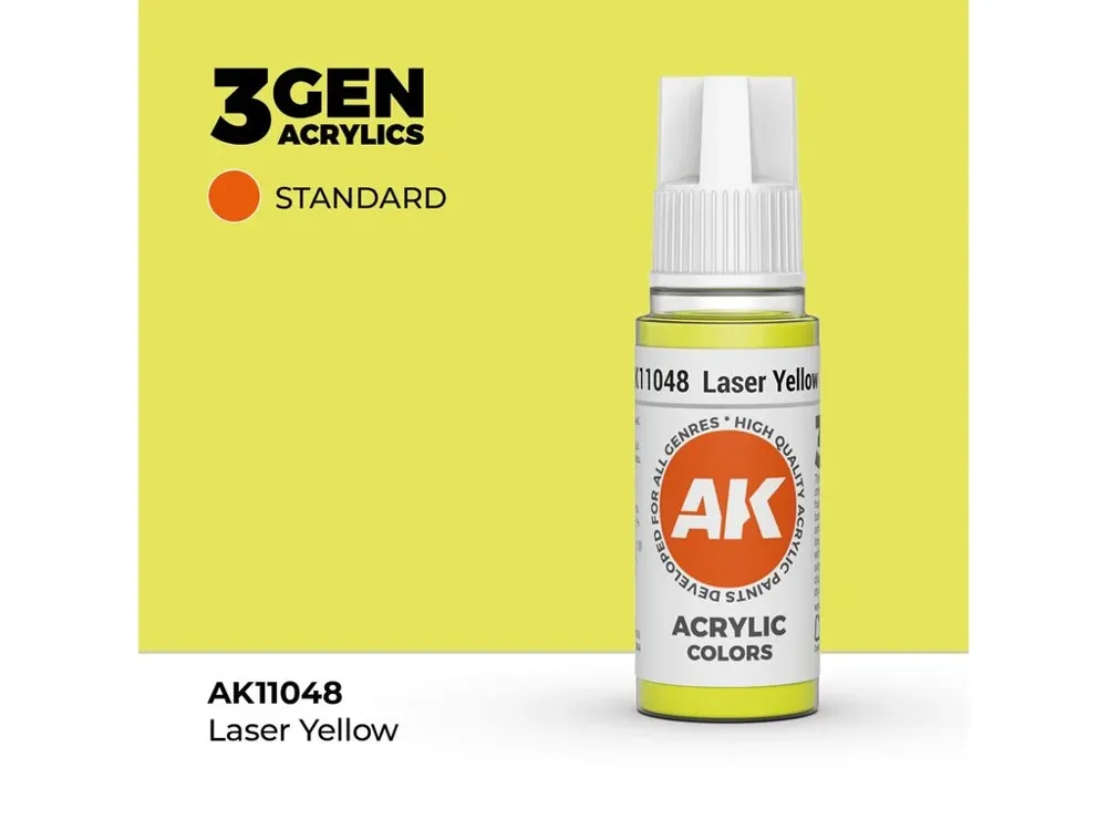 Lahvička akrylové barvy AK Interactive 3GEN AK11048 laserově žlutá 17 ml