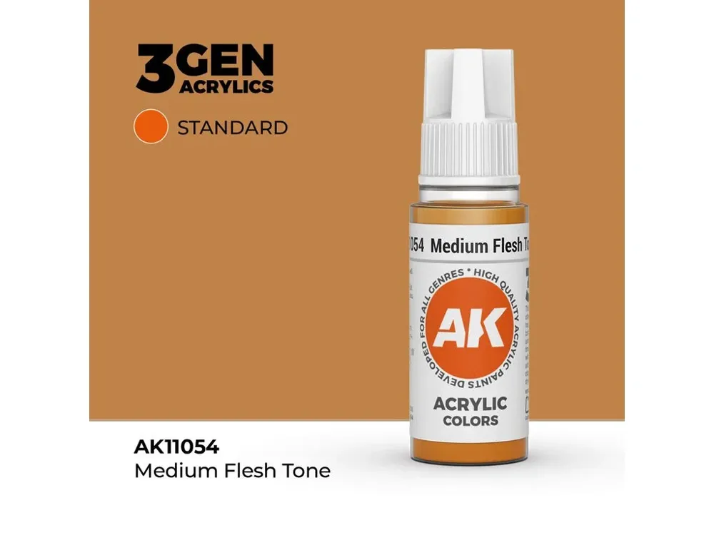 Lahvička akrylové barvy AK Acrylics 3GEN AK11054 středně tmavá pleťová 17 ml