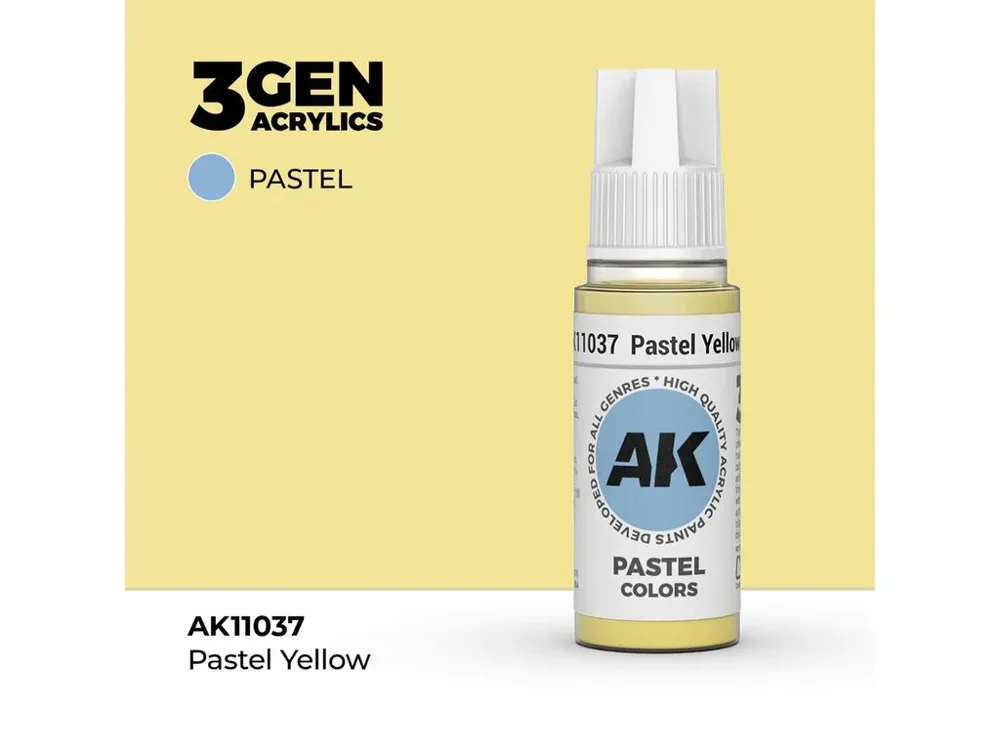 Lahvička akrylové barvy AK Interactive 3GEN AK11037 pastelově žlutá 17 ml
