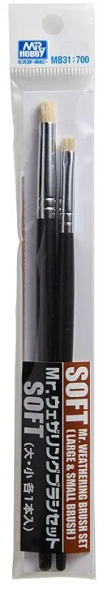 Sada patinovacích štětců Gunze Mr. Weathering Brush Set MB31 Soft, dva štětce s měkkým vlasem