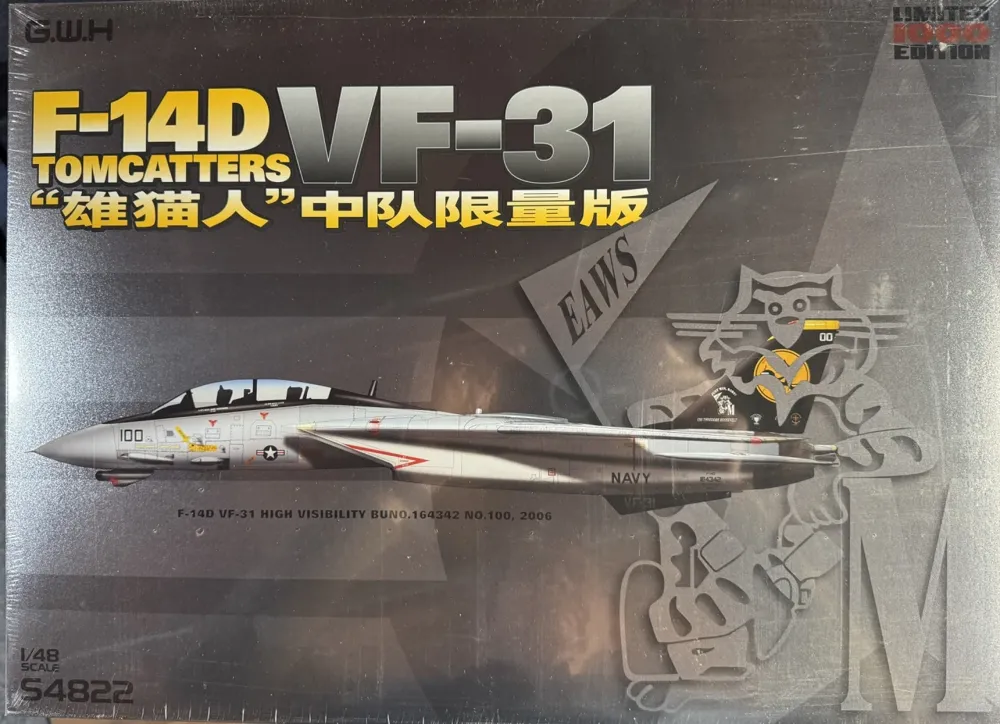Krabice stavebnice Great Wall Hobby 1/48 F-14D VF-31 US Navy Tomcatter se 3D tištěnými piloty — obrázek 2