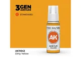 Lahvička akrylové barvy AK Interactive 3GEN AK11043 špinavá žlutá 17 ml