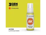 Lahvička akrylové barvy AK Interactive 3GEN AK11128 zářivě zelená Luminous Green 17 ml