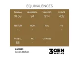 Lahvička akrylové barvy AK Acrylics 3GEN AK11122 zelený okr Green Ocher 17 ml — obrázek 2