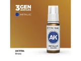 Lahvička metalické akrylové barvy AK Acrylics 3GEN AK11194 mosazná Brass 17 ml