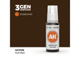 Lahvička akrylové barvy AK Acrylics 3GEN AK11108 červená lodní Hull Red 17 ml
