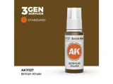 Lahvička akrylové barvy AK Acrylics 3GEN AK11127 britská khaki 17 ml