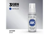 Lahvička akrylové barvy AK Acrylics 3GEN AK11209 stříbrná Silver 17 ml