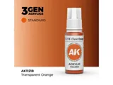 Lahvička akrylové barvy AK Acrylics 3GEN AK11218 transparentní oranžová 17 ml