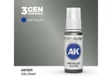 Lahvička akrylové barvy AK Acrylics 3GEN AK11211 mastná ocel (Oily Steel) 17 ml