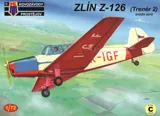 Krabice stavebnice Kovozávody Prostějov KPM0557 Zlín Z-126 Trenér 2 v měřítku 1/72