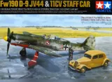 Krabice plastikové stavebnice Tamiya 25213 Fw 190D-9 JV44 a Citroën 11CV v měřítku 1/48